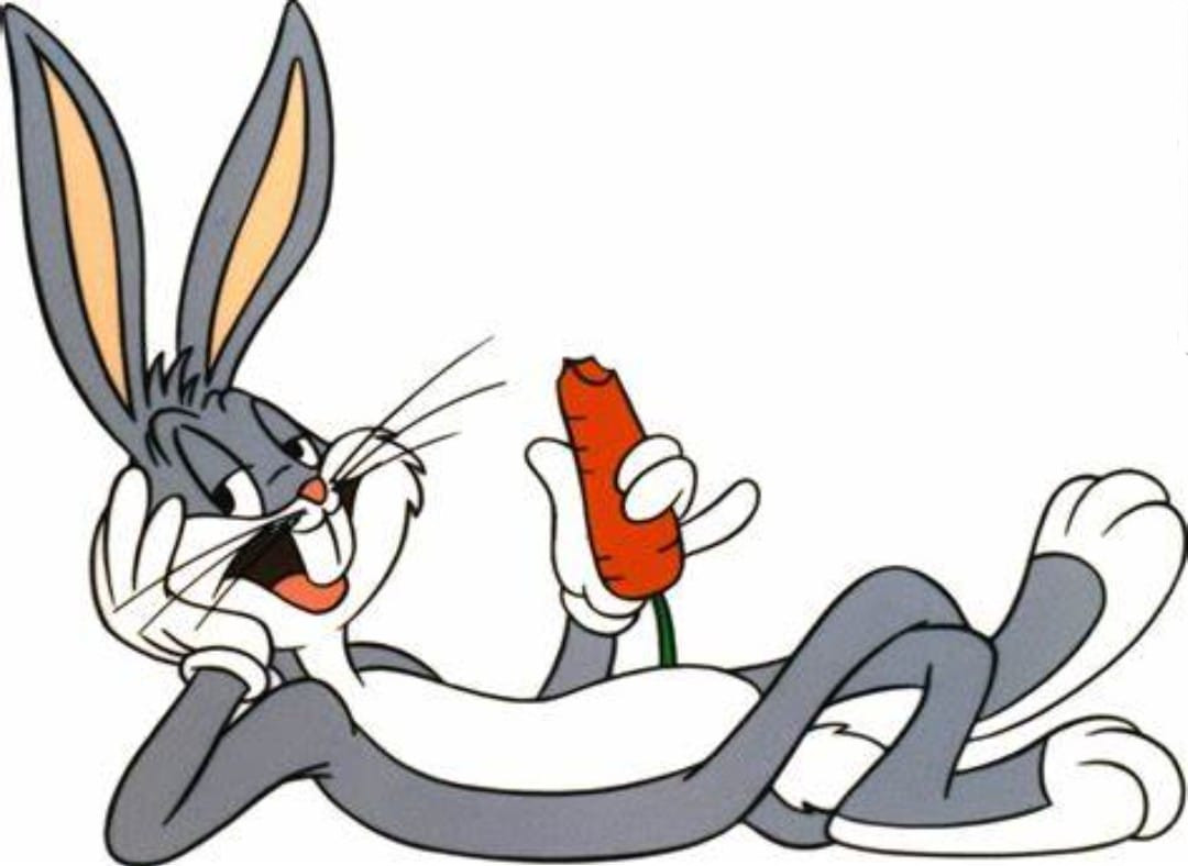 A picture of Bugs Bunny holding a carrot