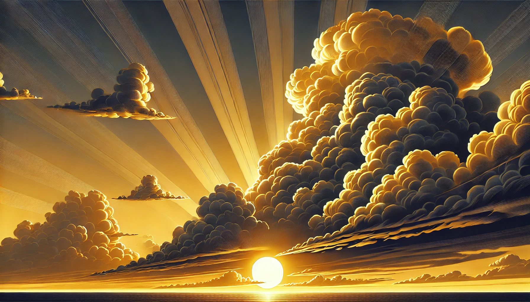 Illustration of a setting sun